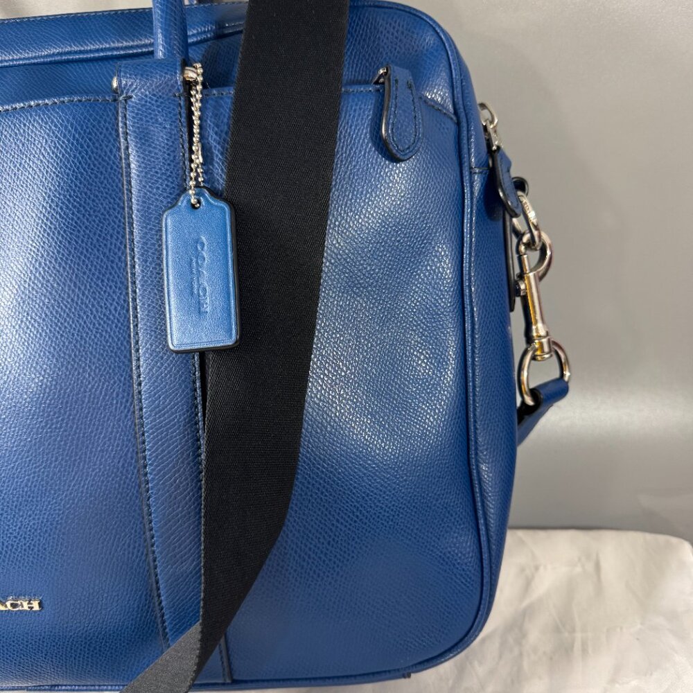 Coach F71681 Slim Cross Grain Men's Leather Briefcase/Handbag/Shoulder Bag, Blue - Picture 3 of 13